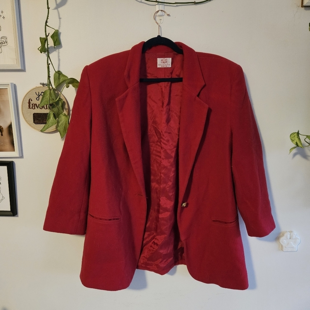 Vintage Wool & Cashmere Red Blazer By Mister Leonard - Picture 2 of 9